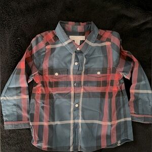 2Y, Burberry children multicolored long sleeve collared shirt.